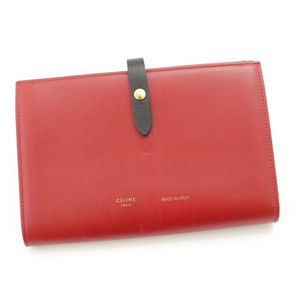 Celine Red Black Large Function Strap Wallet Long… - image 1